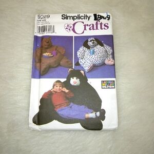 SIMPLICITY 9229 Child Sized Animal Bean Bag Chairs; Cat, Dog, or Bear